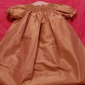 Gold silk smock holiday dress